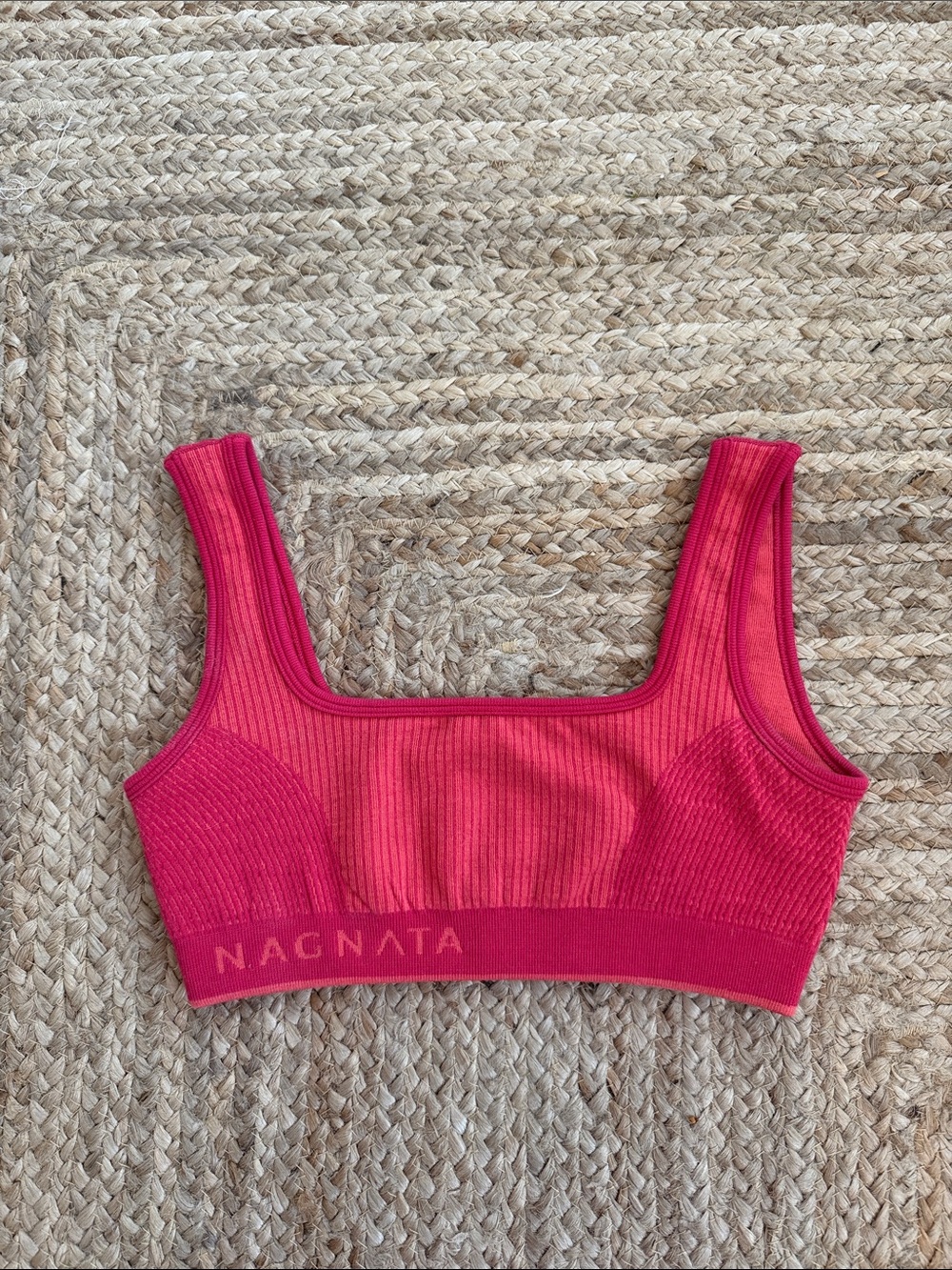 Nagnata Hot Pink Ribbed Seamless Crop Sports Bra